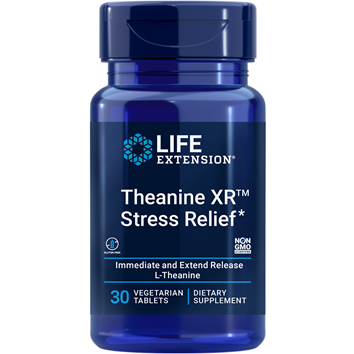 Life Extension Theanine XR Stress Relief 400 mg, 30 tablets, front of bottle