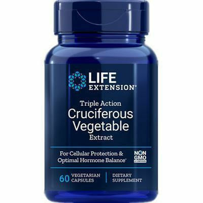 Life Extension Triple Action Cruciferous Vegetable Extract, 60 vegetarian capsules, front of bottle