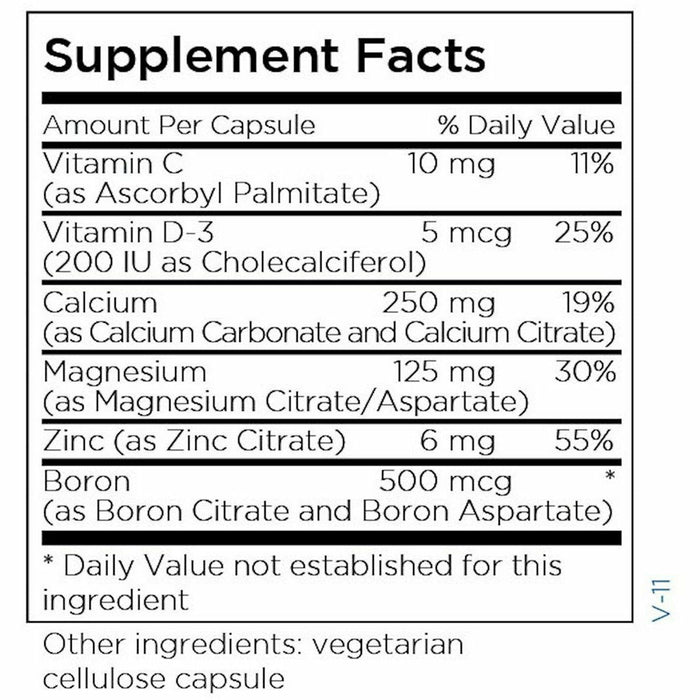 Metabolic Maintenance Cal/Mag/Zinc Complex with Vitamin D 240 capsules supplement facts label