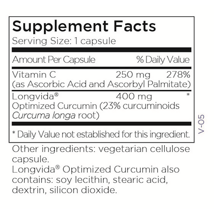 Metabolic Maintenance Curcumin + C 60 capsules supplement facts label