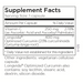 Metabolic Maintenance Curcumin + C 60 capsules supplement facts label