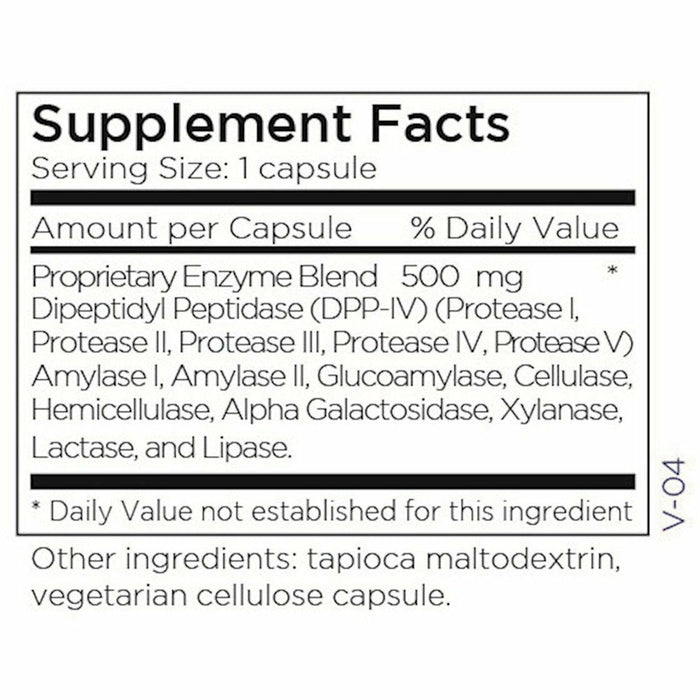 Metabolic Maintenance GluDaZyme 500 mg 60 capsules supplement facts label