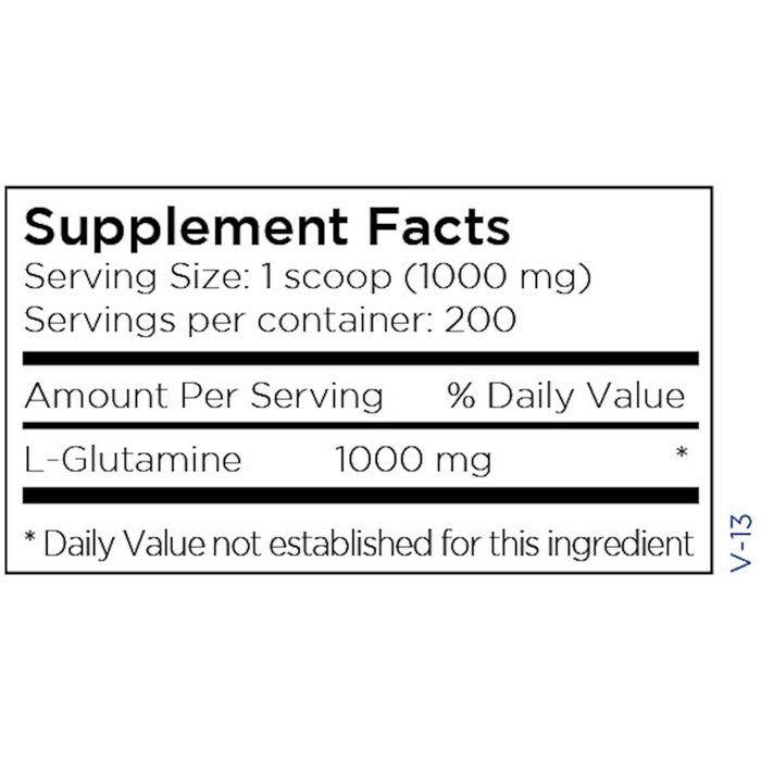 Metabolic Maintenance L-Glutamine Powder 200 g supplement facts label