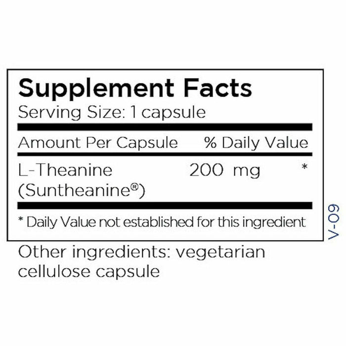 Metabolic Maintenance L-Theanine 200 mg 120 capsules supplement facts label