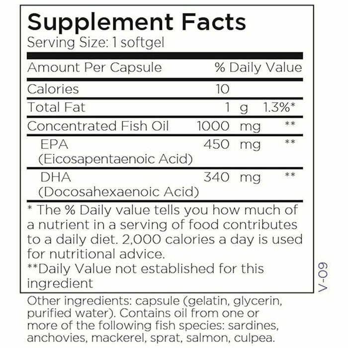Metabolic Maintenance Mega Omega ES 100 softgels supplement facts label