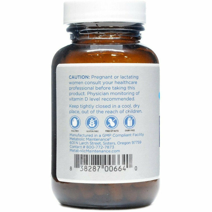 Metabolic Maintenance Vitamin D-3 2000 IU 120 capsules side label