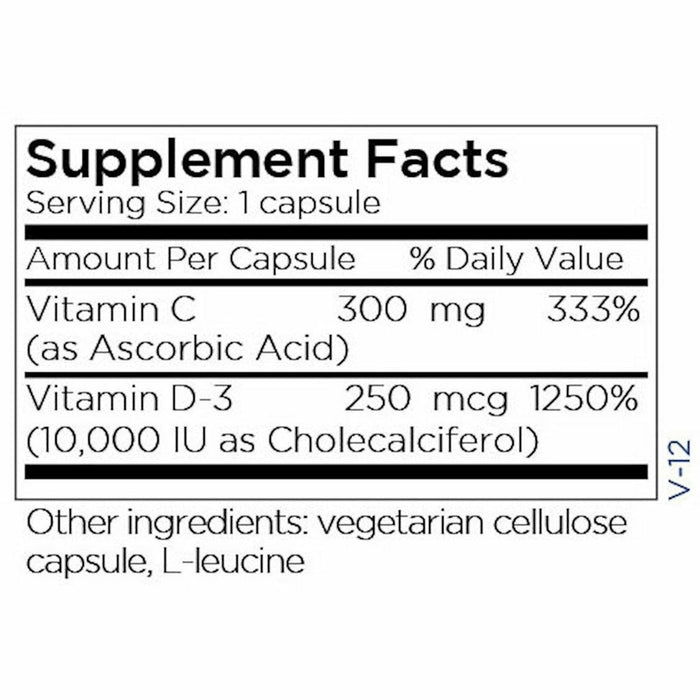 Metabolic Maintenance Vitamin D3 10000 IU 60 veg capsules supplement facts label