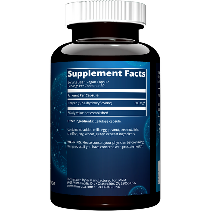 Metabolic Response Modifier Chrysin 500 mg 30 vegan capsules supplement facts label