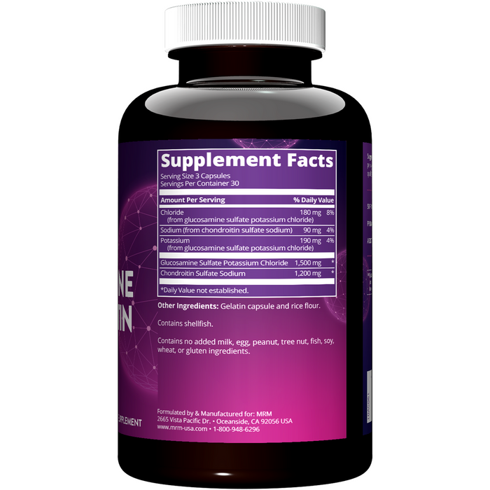 Metabolic Response Modifier Glucosamine Chondroitin 90 capsules supplement facts label
