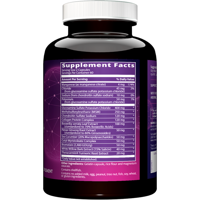 Metabolic Response Modifier Joint Synergy+ 120 capsules supplement facts label