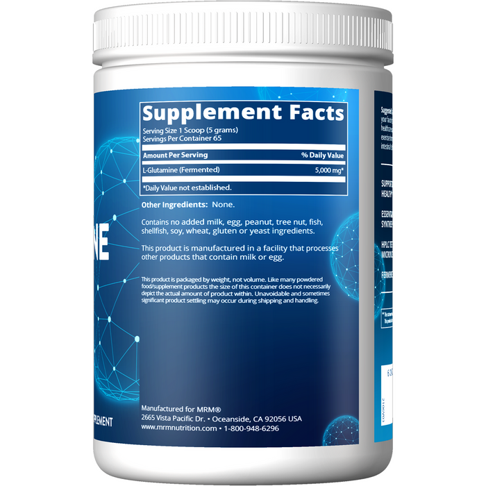 Metabolic Response Modifier L-Glutamine Powder 325 g supplement facts label