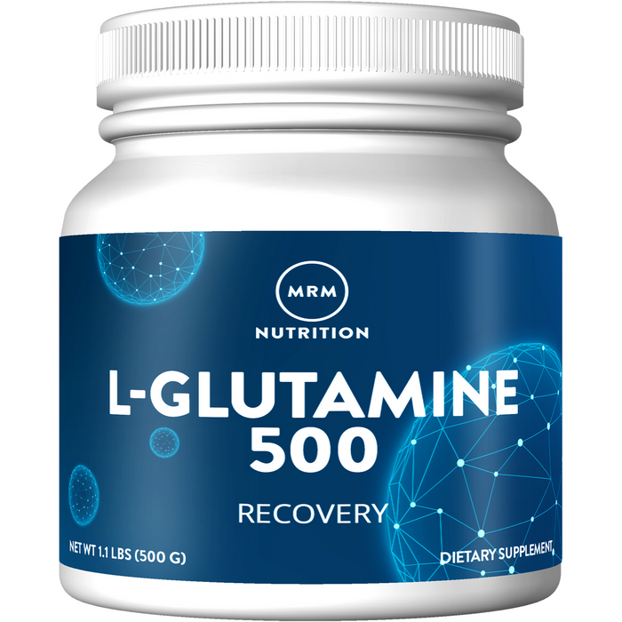 Metabolic Response Modifier L-Glutamine Powder, 500 g, front of tub