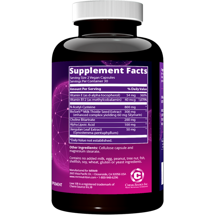 Metabolic Response Modifier Liver X 60 vegan capsules supplement facts label
