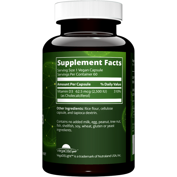 Metabolic Response Modifier Vegan Vitamin D3 2500 IU 60 vegan capsules supplement facts label