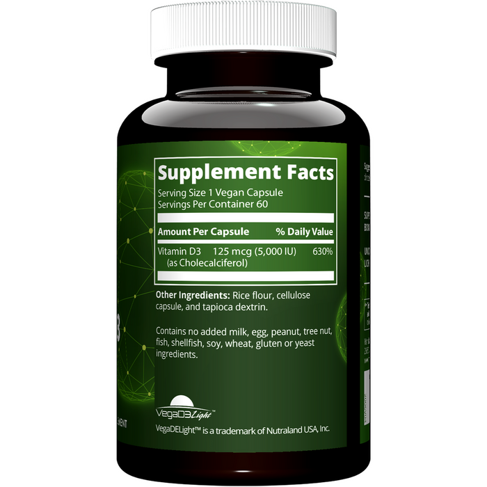 Metabolic Response Modifier Vegan Vitamin D3 5000 IU 60 vegan capsules supplement facts label