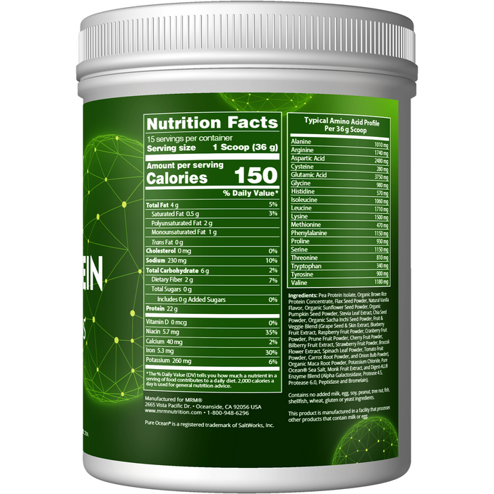 Metabolic Response Modifier Veggie Protein with Superfoods, Vanilla 20.1 oz nutrition facts label
