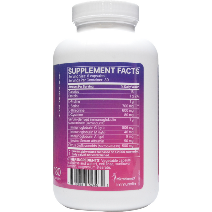 Microbiome Labs MegaMucosa 180 capsules supplement facts label