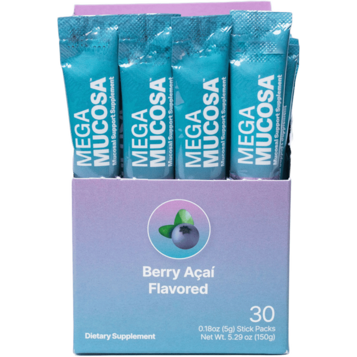 Microbiome Labs MegaMucosa Powder, 30 stick packs, front of box