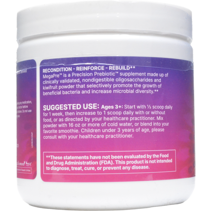 Microbiome Labs MegaPre Powder 5.5 oz suggested use label