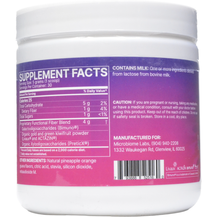 Microbiome Labs MegaPre Powder 5.5 oz supplement facts label