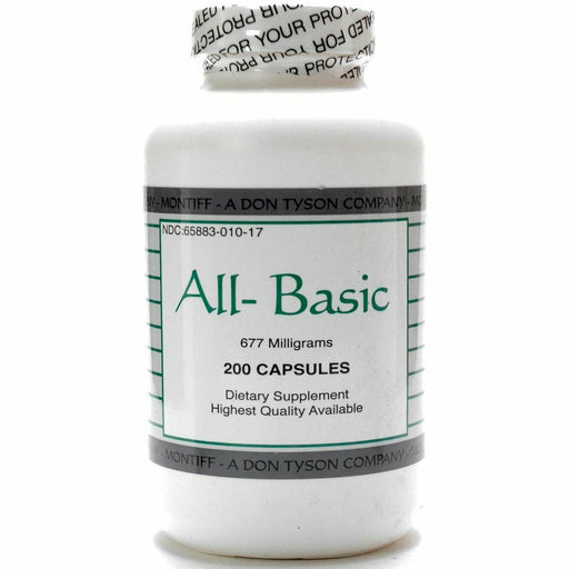 Montiff All-Basic 677 mg, 200 capsules, front of bottle