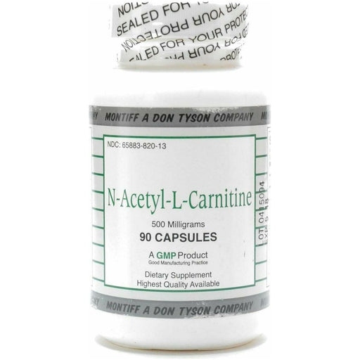 Montiff N-Acetyl-L-Carnitine 500 mg, 90 capsules, front of bottle