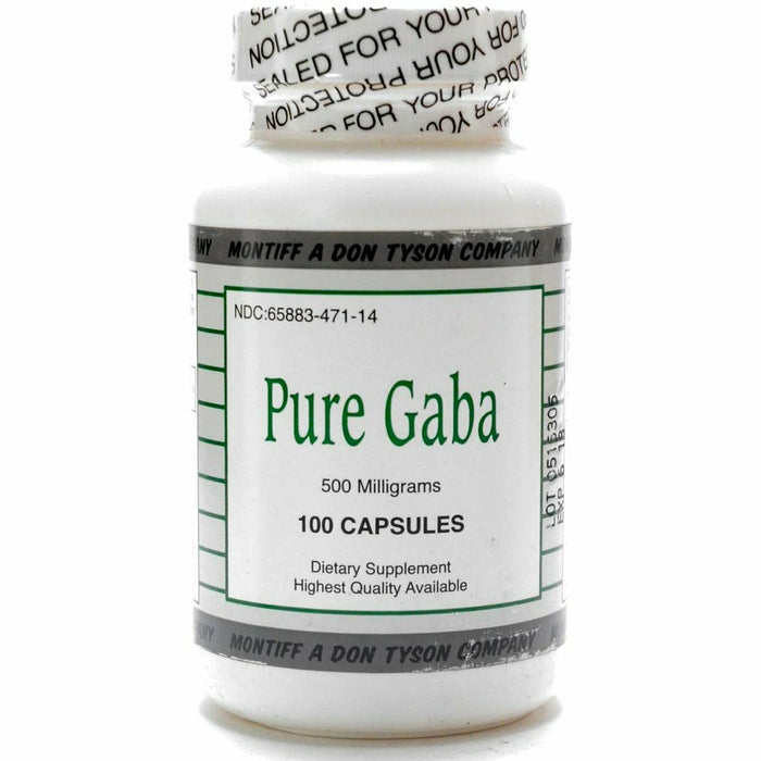 Montiff Pure GABA 500 mg, 100 capsules, front of bottle