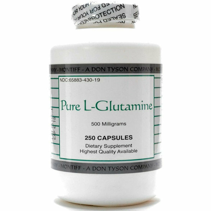 Montiff Pure L-Glutamine 500 mg, 250 capsules, front of bottle