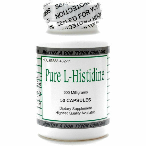 Montiff Pure L-Histidine 600 mg, 50 capsules, front of bottle