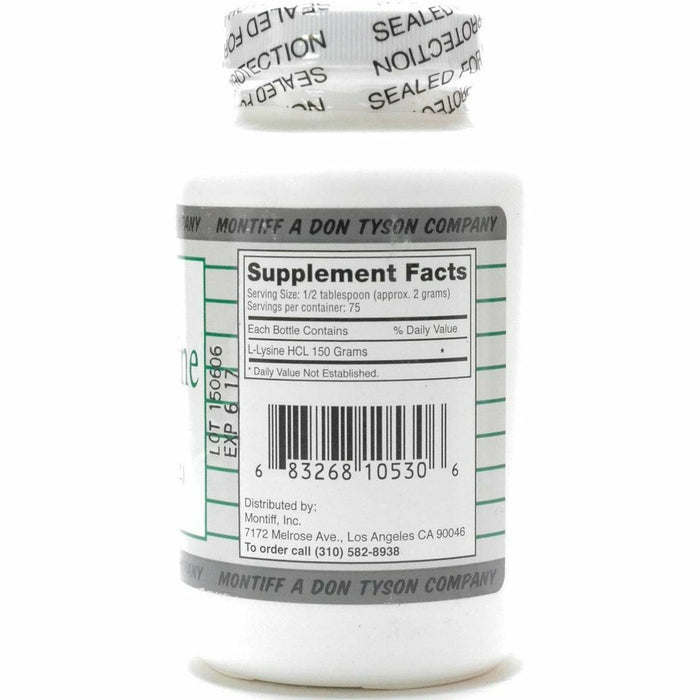 Montiff Pure L-Lysine Powder 150 g supplement facts label