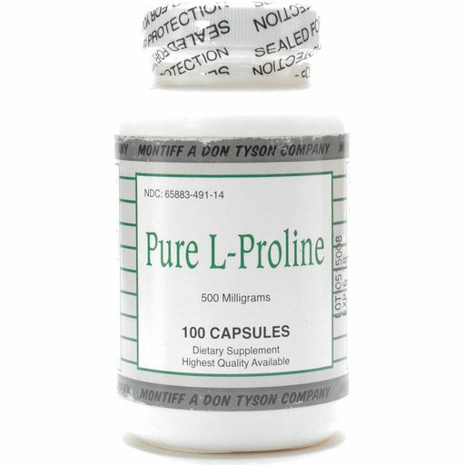 Montiff Pure L-Proline 500 mg, 100 capsules, front of bottle