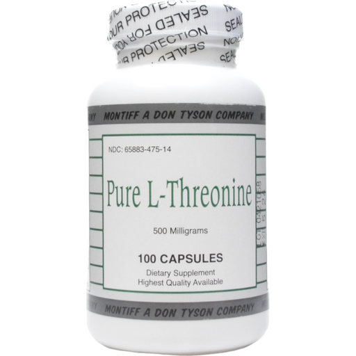 Montiff Pure L-Threonine 500 mg, 100 capsules, front of bottle