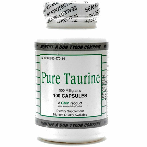 Montiff Pure Taurine 500 mg, 100 capsules, front of bottle