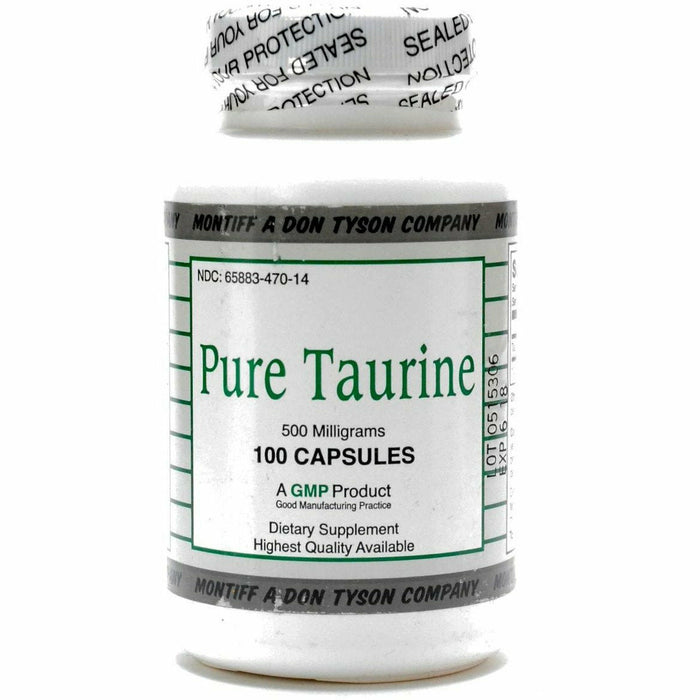 Montiff Pure Taurine 500 mg, 100 capsules, front of bottle