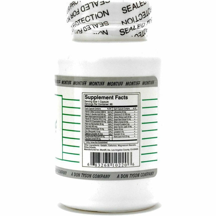 Montiff Super Anti-Oxidant 90 capsules supplement facts label