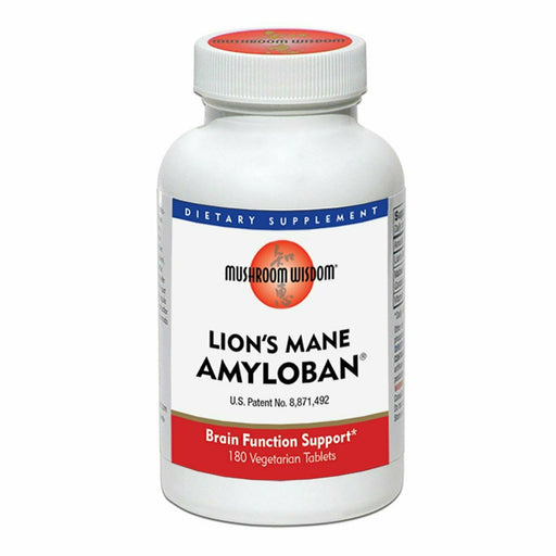 Mushroom Wisdom Lion's Mane Amyloban, 180 vegetarian tablets, front of bottle