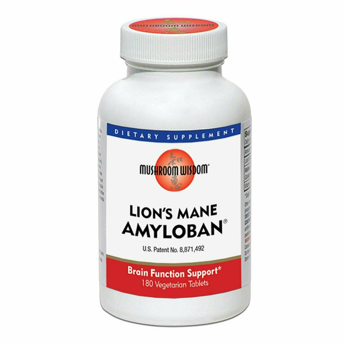 Mushroom Wisdom Lion's Mane Amyloban, 180 vegetarian tablets, front of bottle