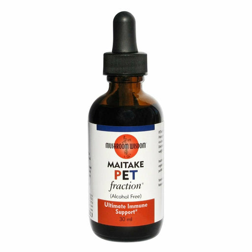 Mushroom Wisdom Maitake PET Fraction, 1 fl oz (30 ml), front of dropper bottle