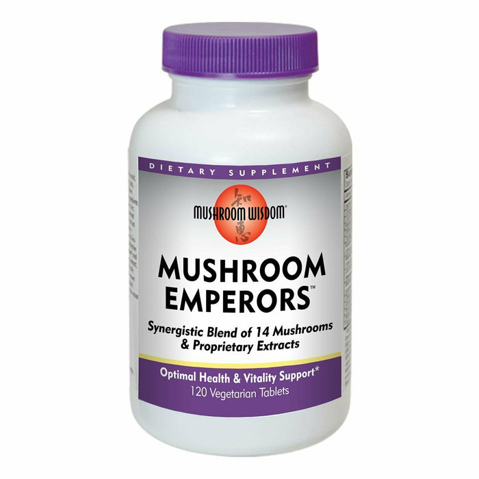 Mushroom Wisdom Mushroom Emperors, 120 vegetarian tablets, front of bottle