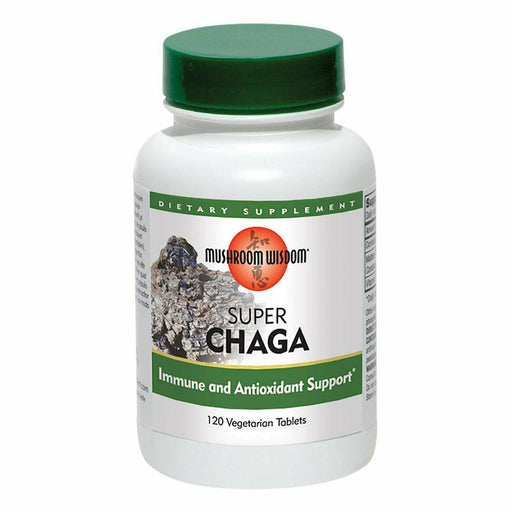 Mushroom Wisdom Super Chaga, 120 vegetarian tablets, front of bottle