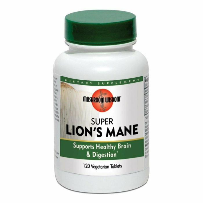 Mushroom Wisdom Super Lion's Mane, 120 vegetarian tablets, front of bottle