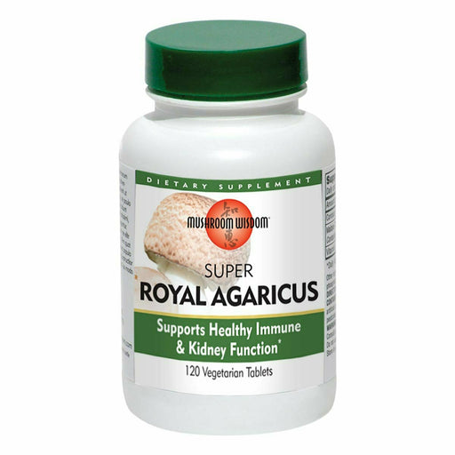 Mushroom Wisdom Super Royal Agaricus, 120 vegetarian tablets, front of bottle