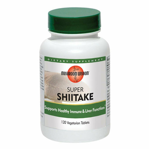 Mushroom Wisdom Super Shiitake, 120 vegetarian tablets, front of bottle