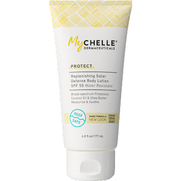 MyChelle Dermaceuticals Replenishing Solar Defense Body Lotion SPF 50, 6 oz, front of tube
