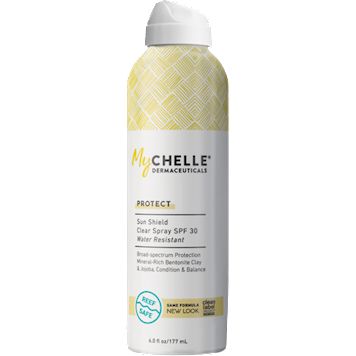 MyChelle Dermaceuticals Sun Shield Clear Spray SPF 30, 6 fl oz, front of spray can