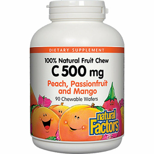 Natural Factors C 500 mg Peach, Passionfruit and Mango, 90 chewable wafers, front of bottle