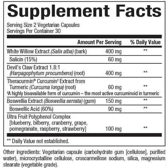 Natural Factors CurcuminRich Joint Curcumizer 60 veg capsules supplement facts label