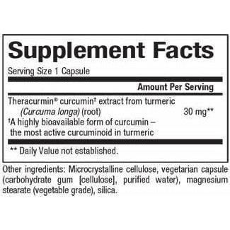 Natural Factors CurcuminRich Theracurmin 30 veg capsules supplement facts label