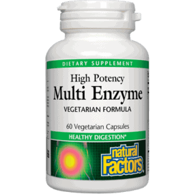 Natural Factors High Potency Multi Enzyme Vegetarian Formula, 60 veg capsules, front of bottle