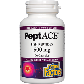 Natural Factors PeptACE Fish Peptides 500 mg, 90 capsules, front of bottle